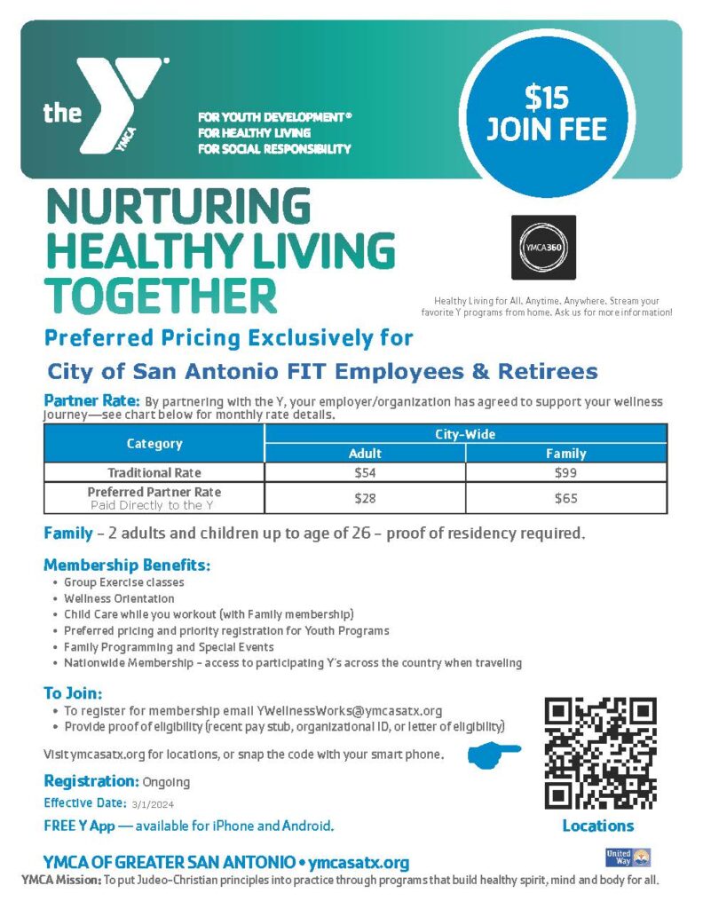 Starting in March, COSA retirees will see a modest adjustment in their YMCA membership fees. The Adult rate will transition from $25/month to $28/month, and the Family rate will change from $60/month to $65/month. The Family plan encompasses two adults and children up to the age of 26, ensuring that families can stay healthy together.